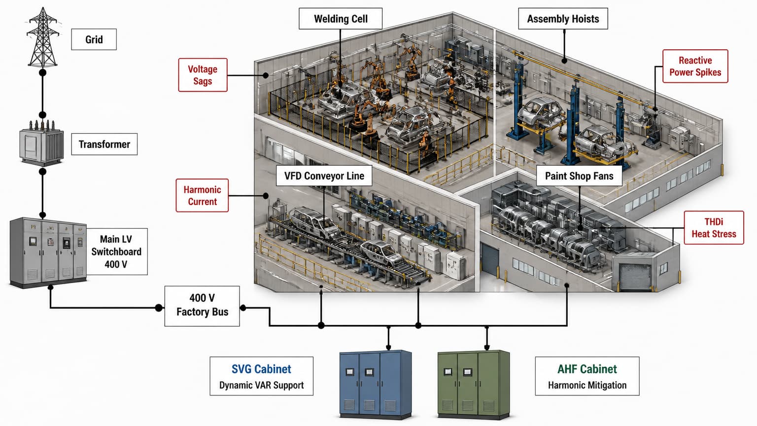 SVG Reactive Power Compensation for Automotive Dynamic Loads