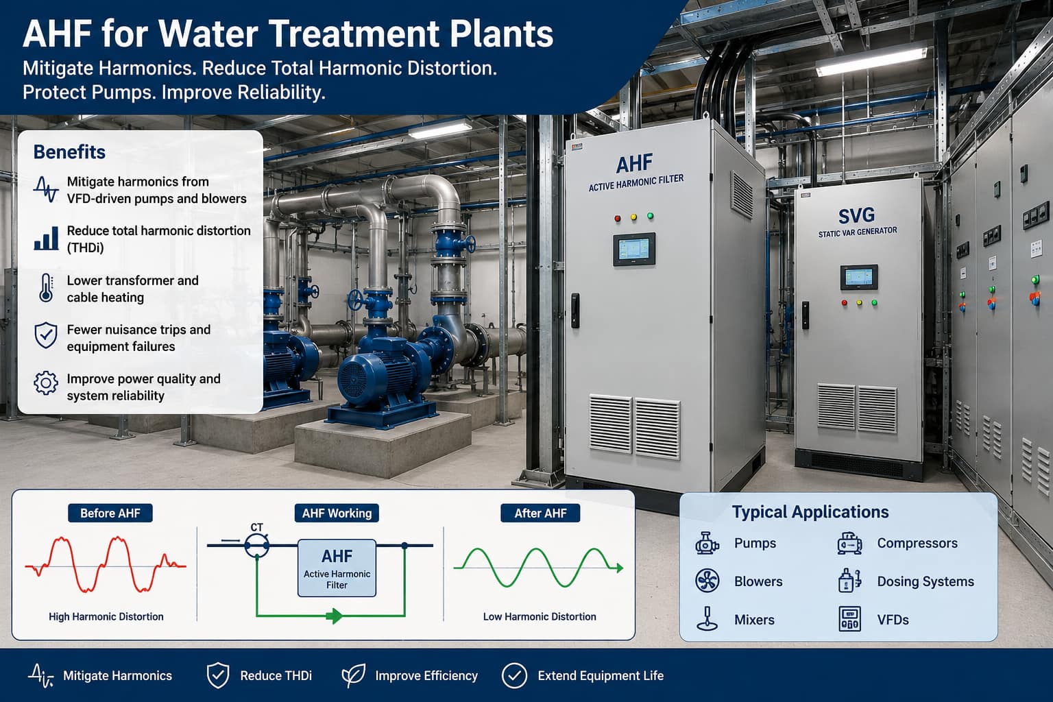 AHF and SVG for Water Treatment Plants